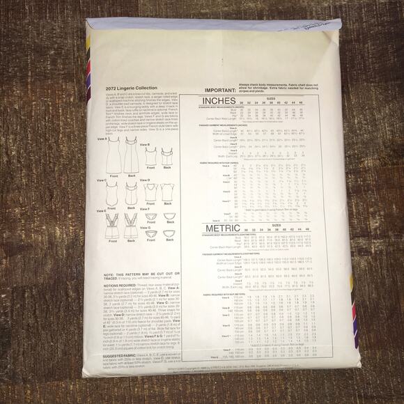 Stretch & Sew Sewing Pattern 2072 Lingerie Collection Nightie Teddy Panty UNCUT - Picture 2 of 3